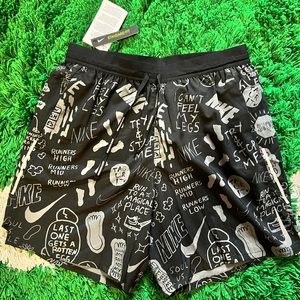 MENS M MEDIUM NIKE RUNNING SHORTS 7in 2in1 AIR NATHAN BELL BLACK GREY AT7807